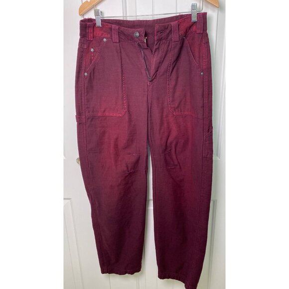 Free People Stay Awhile Carpenter Barrel Leg Pants Maroon Mulberry Sz 4 - Picture 2 of 10